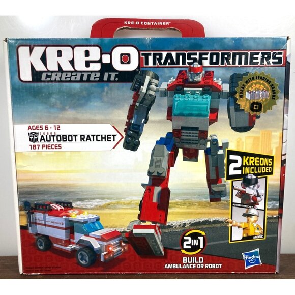 New Hasbro KRE-O Transformers Autobot Ratchet Set 30662 w/2 Kreon Figures 2010 - Picture 1 of 6